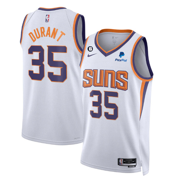 Men's Phoenix Suns #35 Kevin Durant White Association Edition With No.6 Patch Stitched Basketball Jersey,We sell and wholesale Men's Phoenix Suns #35 Kevin Durant White Association Edition With No.6 Patch Stitched Basketball Jersey on line form chian!